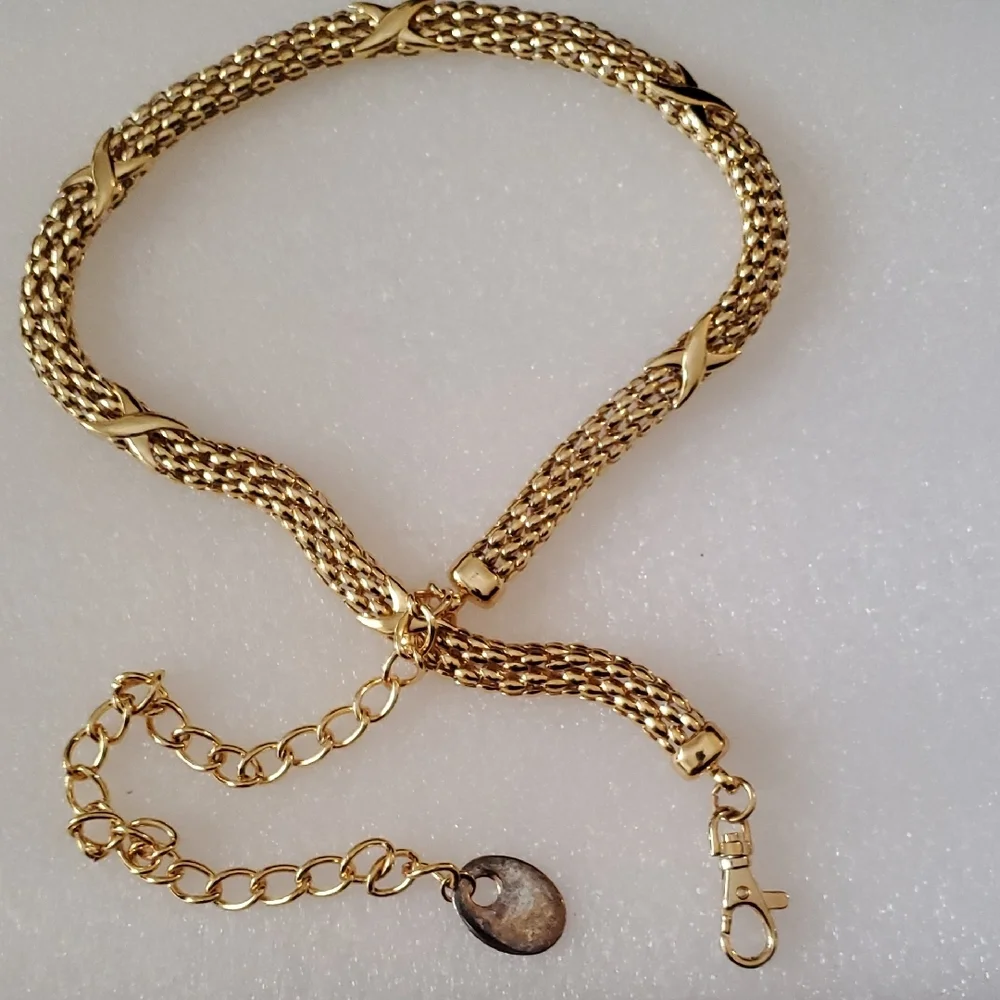 🤩Elegant Gold And Silver With X Decoration Chain Belt Total Length 38